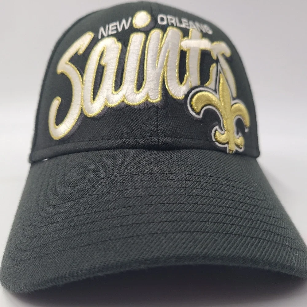 New Orleans Saints Hat Fitted S-M New Era 39Thirty Black Gold NFL Football Men‎